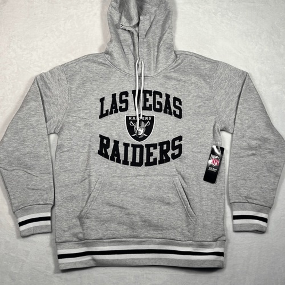 NFL Las Vegas Raiders Yarn Dye Hoodie Pullover Heather Grey NWT Medium‎